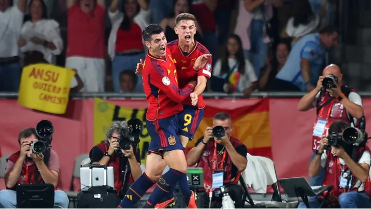 Gol de Morata en el encuentro de España y Escocia