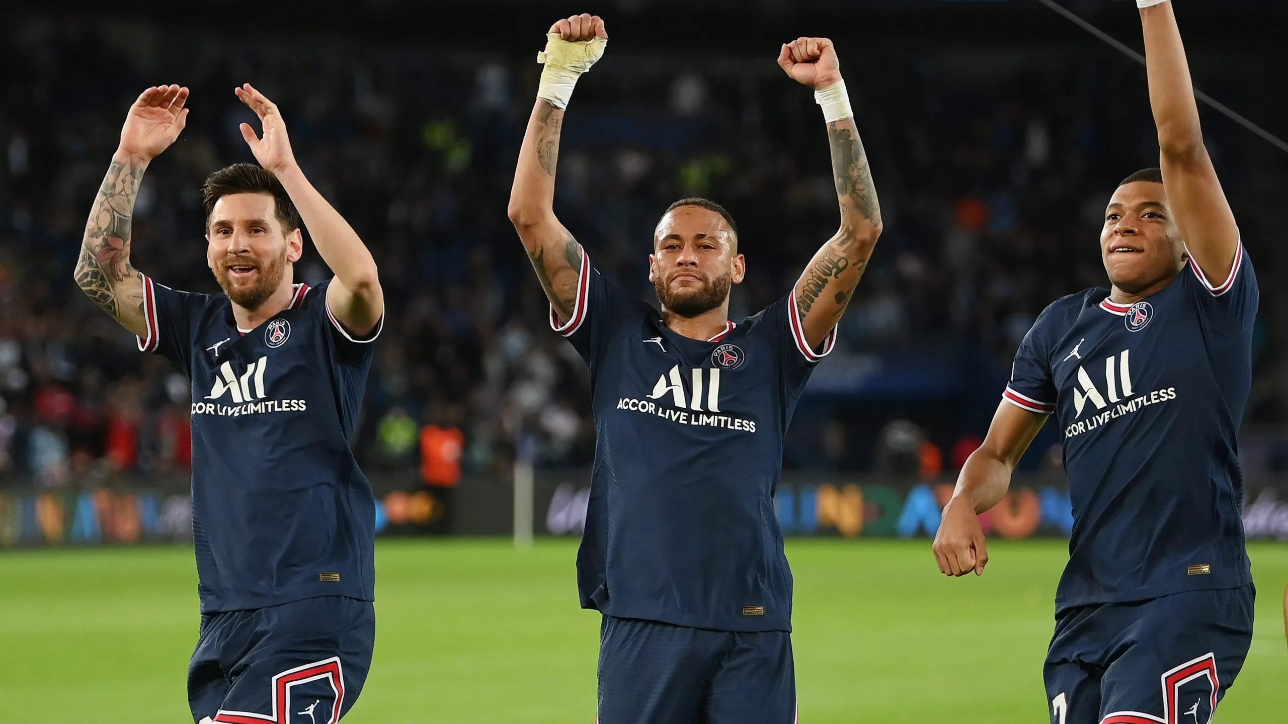Con Lionel Messi y Neymar se vio una versión mucho mejor de Kylian Mbappé que en la actualidad. Getty Images.