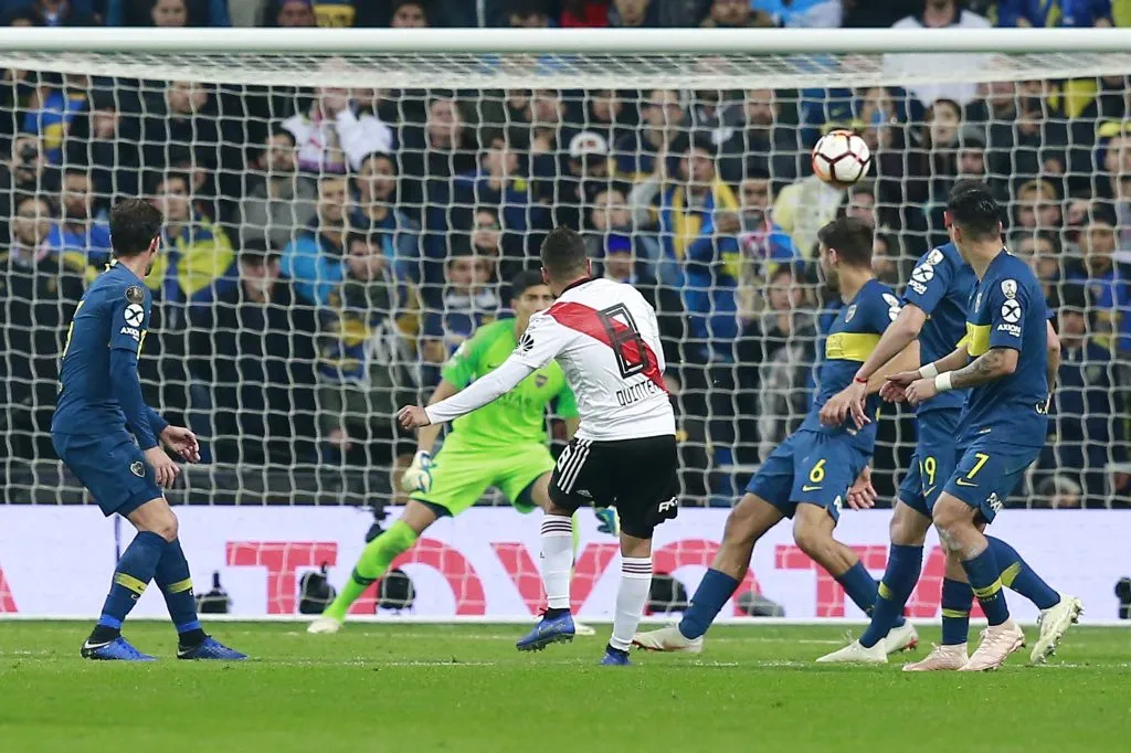 Juanfer Quintero fue el autor del gol que abrió el camino para River en Madrid. Foto: Getty Images