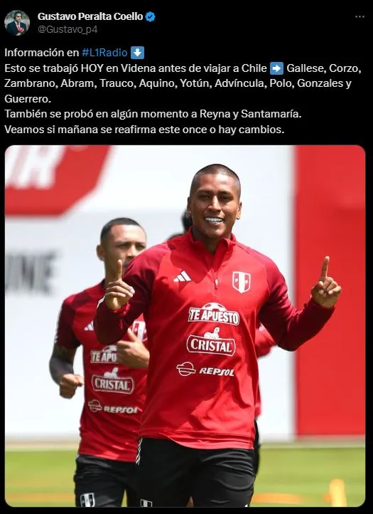Pedro Aquino saludando a la cámara de la Selección Peruana. (Foto: Twitter).