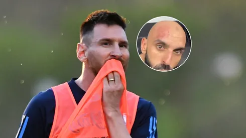 Leo Messi y su guardaespaldas Yassine Cheuko.