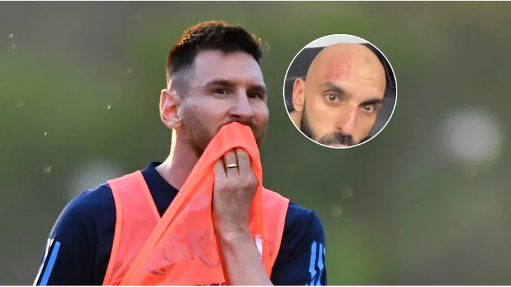 Leo Messi y su guardaespaldas Yassine Cheuko.