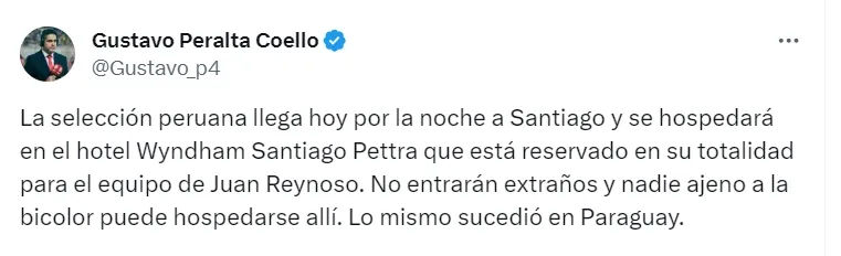 Perú vs Chile: Gustavo Peralta dando información sobre el plan de Juan Reynoso. | Créditos: Captura Twitter Gustavo Peralta.