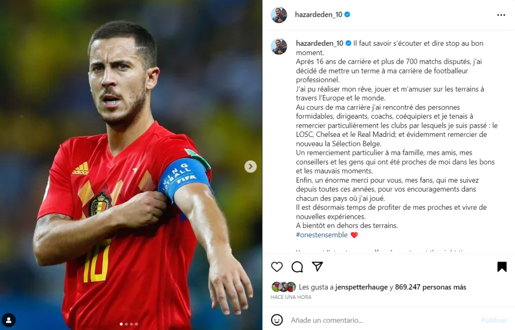 Captura Instagram Oficial Eden Hazard