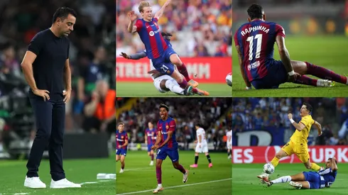 Xavi Hernández y sus jugadores.