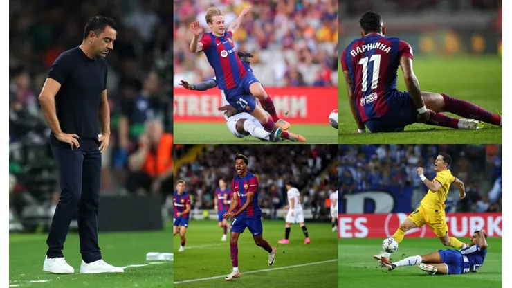 Xavi Hernández y sus jugadores.