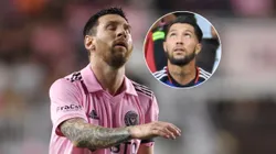 Lionel Messi y la figura de FC Cincinnati.