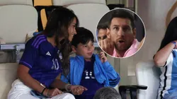 Antonela Roccuzzo, Mateo y Lionel Messi.