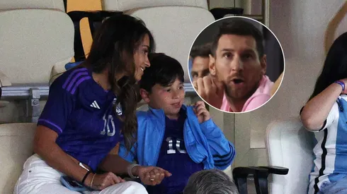 Antonela Roccuzzo, Mateo y Lionel Messi.