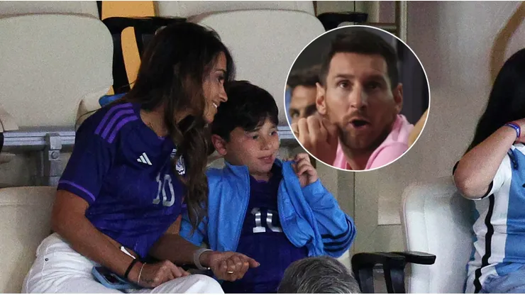 Antonela Roccuzzo, Mateo y Lionel Messi.
