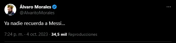 Mensaje de Morales para Messi (Foto; X / @AlvaritoMorales)