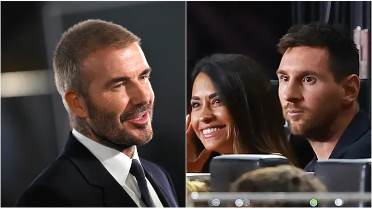 David Beckham, Antonela Rocuzzo y Lionel Messi.