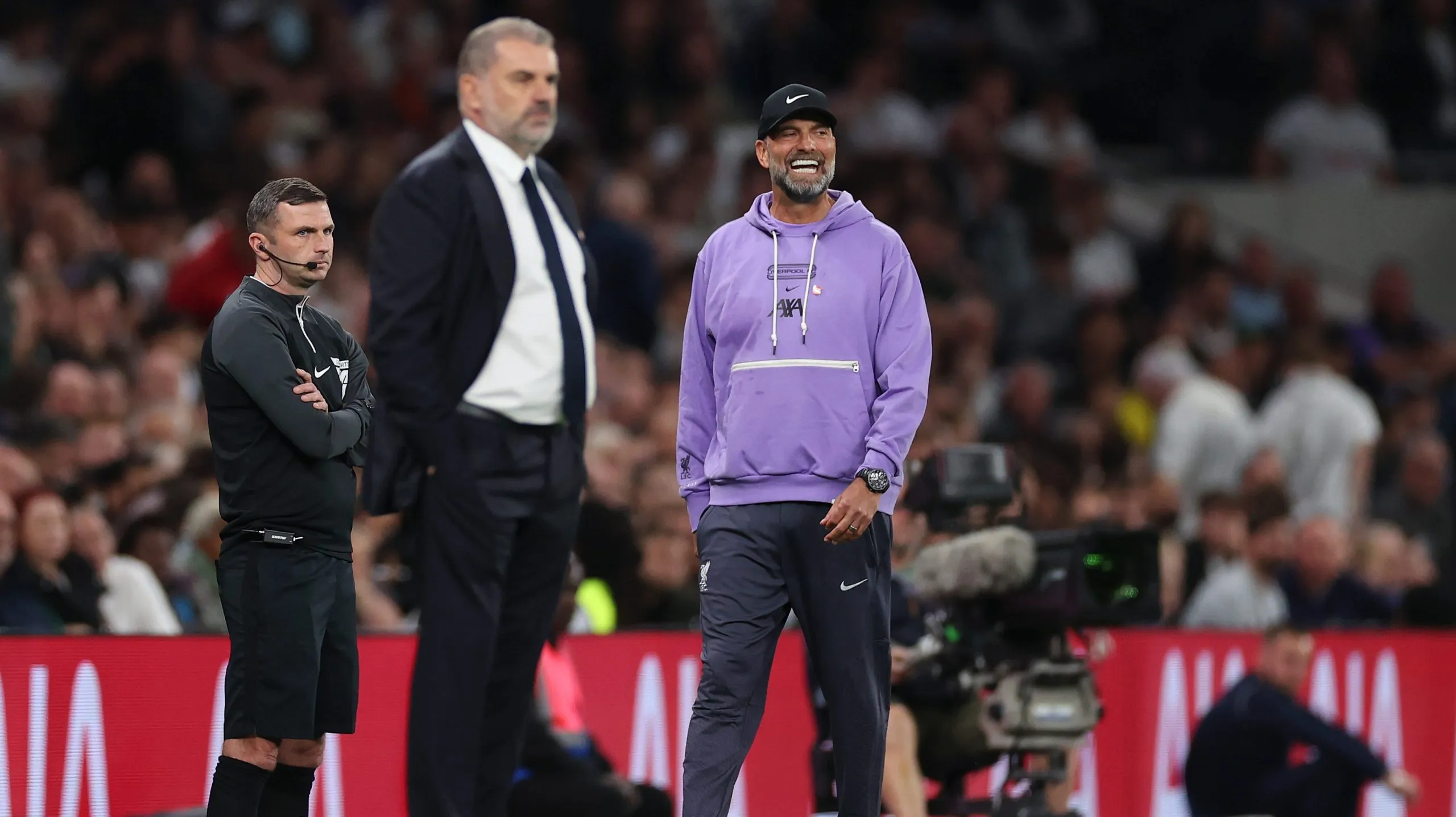 Jurgen Klopp durante el partido contra el Tottenham de Ange Postecoglou. Getty Images.
