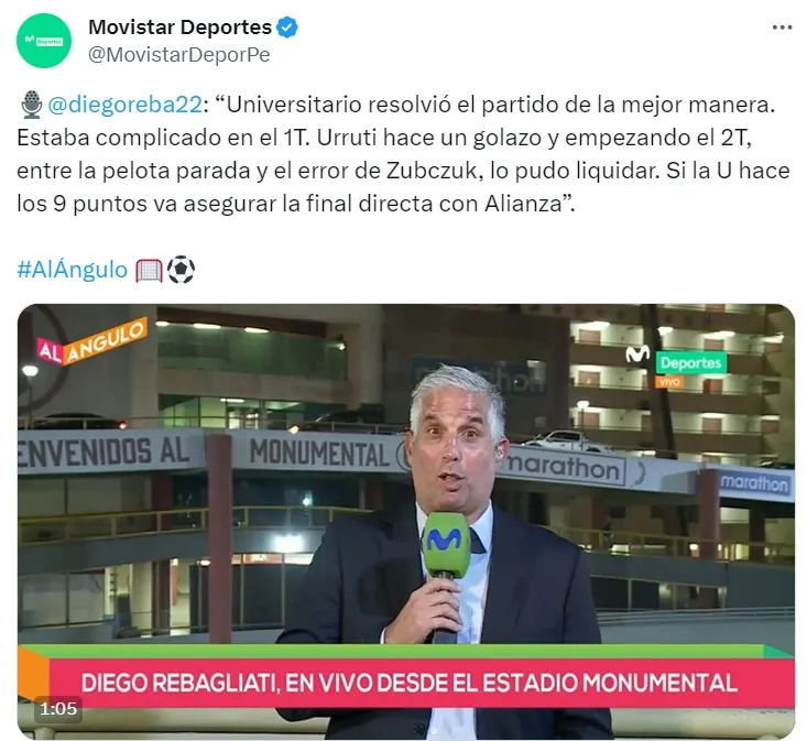 Universitario vs Alianza en una final de Liga 1: ¿transmite GOLPERU o Liga 1 MAX? | Créditos: Twitter @MovistarDeporPe.