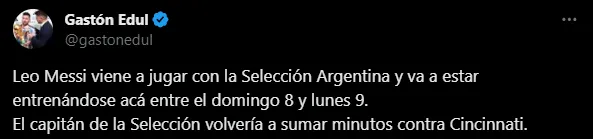 Messi viajaría a Argentina (X / @gastonedul)