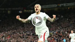Mauro Icardi celebra su gol ante el Manchester United por Champions League, para la victoria del Galatasaray