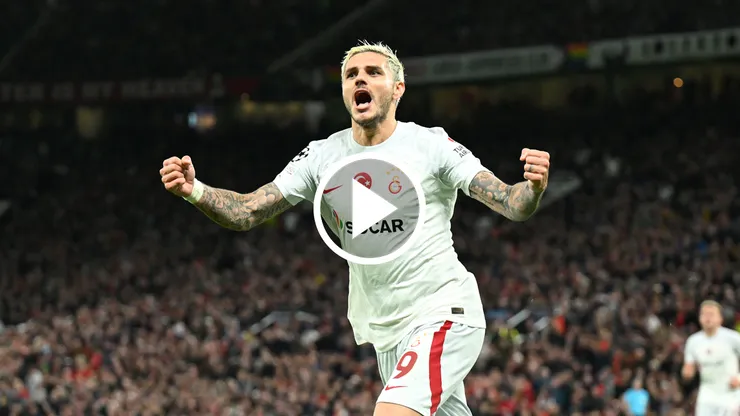 Mauro Icardi celebra su gol ante el Manchester United por Champions League, para la victoria del Galatasaray