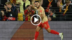 El festejo de Thomasson por el empate de Lens.