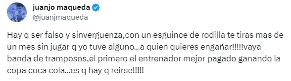 El tuit de Juanjo Maqueda.