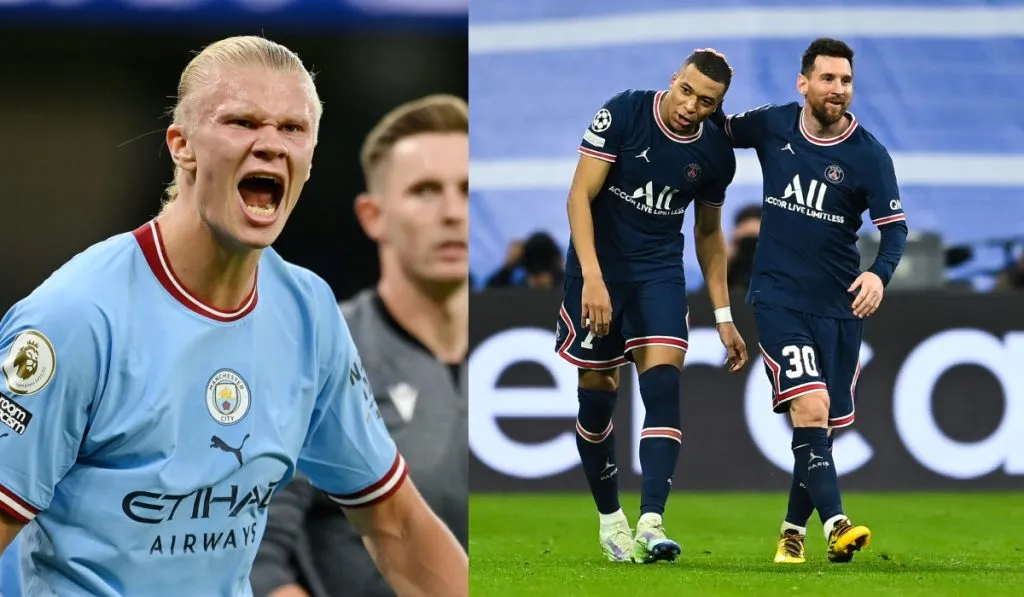 Erling Haaland, Lionel Messi y Kylian Mbappé: Getty Images