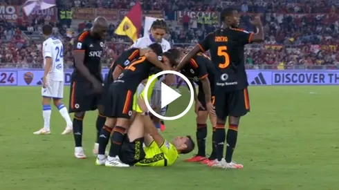 El árbitro, Matteo Marchetti se lesionó en el encuentro entre AS Roma y Frosinone