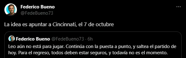 La fecha de regreso de Messi a Inter Miami (Foto: X / @FedeBueno73)