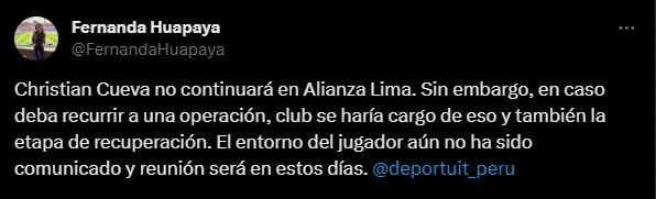 Alianza Lima debe hacerse cargo de la lesión de Christian Cueva. (Foto: Twitter).