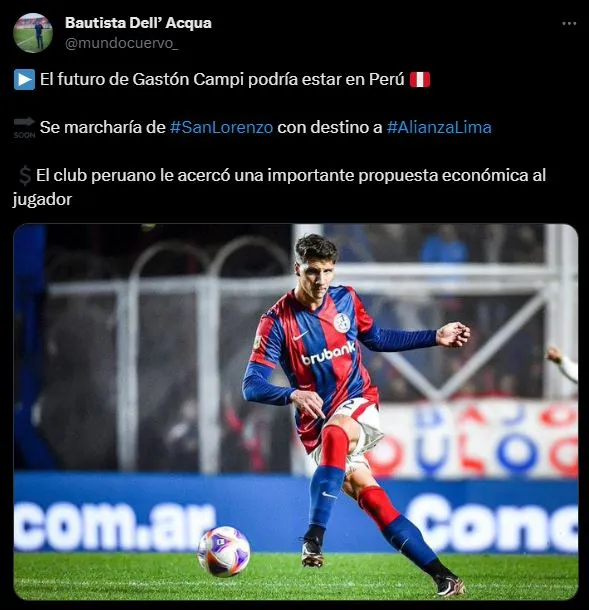 Gastón Campi estaría llegando pronto a Alianza Lima. (Foto: Twitter).