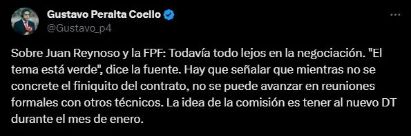 Gustavo Peralta expone la situación de Juan Reynoso. (Foto: Twitter).
