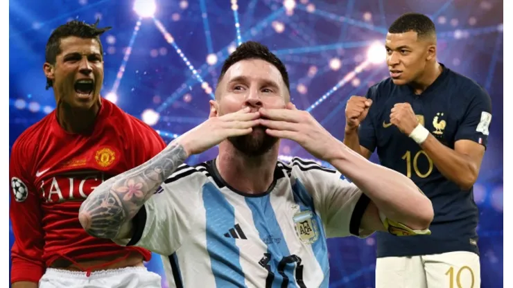 Cristiano Ronaldo, Lionel Messi y Kylian Mbappé.