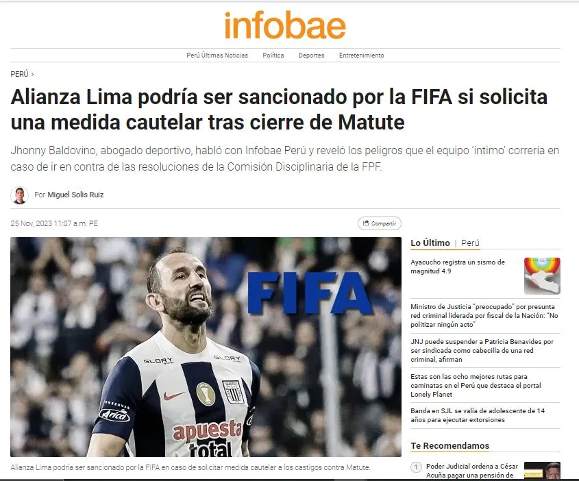 Alianza Lima podría llevarse una sanción peor si va a la justicia regular. (Foto: INFOBAE).