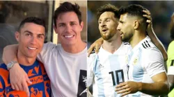Cristiano Ronaldo, Edu Aguirre, Lionel Messi y Sergio 'Kun' Agüero.