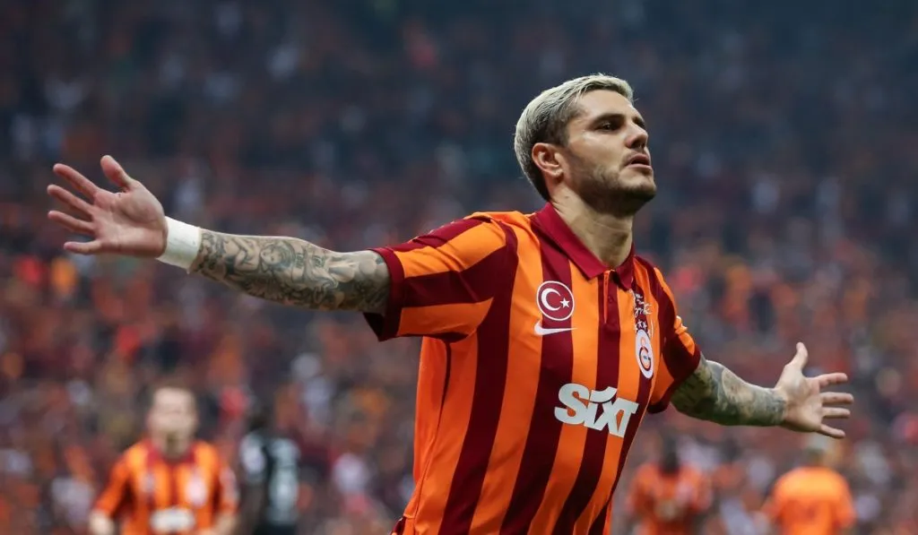 Mauro Icardi y uno de sus goles con Galatasaray: Getty Images