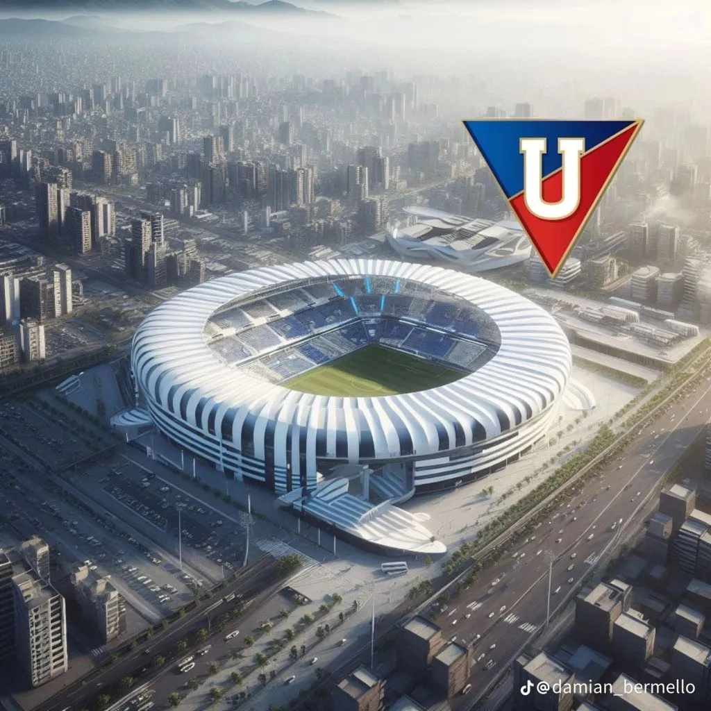 Así se vería el estadio de Liga de Quito según la I.A. (Foto: @damian_bermello en Tik Tok)