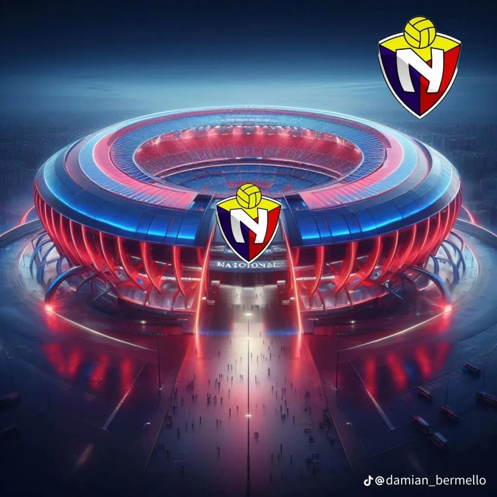 El Nacional es uno de los equipos más grandes de Ecuador, pero no tiene estadio propio, la I.A. le diseñó uno. (Foto: @damian_bermello en Tik Tok).