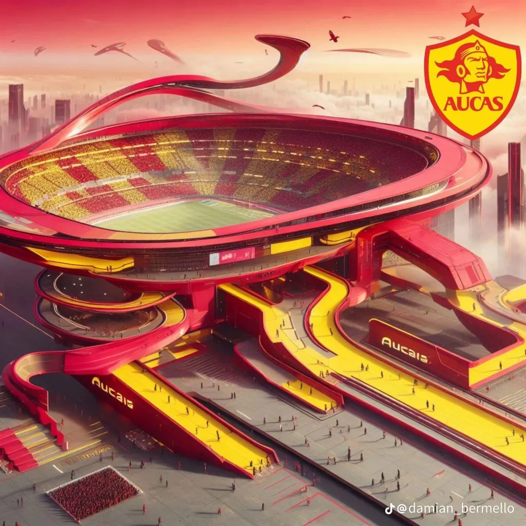 Aucas es uno de los pocos equipos de la LigaPro que cuenta con estadio propio y así lo ve la Inteligencia Artificial. (Foto: @damian_bermello en Tik Tok).