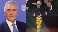 Gabriele Gravina, Gianni Infantino y Claudio Tapia.