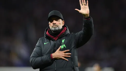 TOULOUSE, FRANCE – NOVEMBER 09: Juergen Klopp, Manager of Liverpool, acknowledges the fans following the team's defeat in the UEFA Europa League 2023/24 match between Toulouse FC and Liverpool FC at Stadium de Toulouse on November 09, 2023 in Toulouse, France. (Photo by Justin Setterfield/Getty Images)