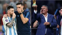 Lionel Messi, Lionel Scaloni y Claudio Chiqui Tapia.