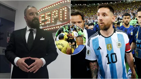 Álvaro Morales y Lionel Messi.