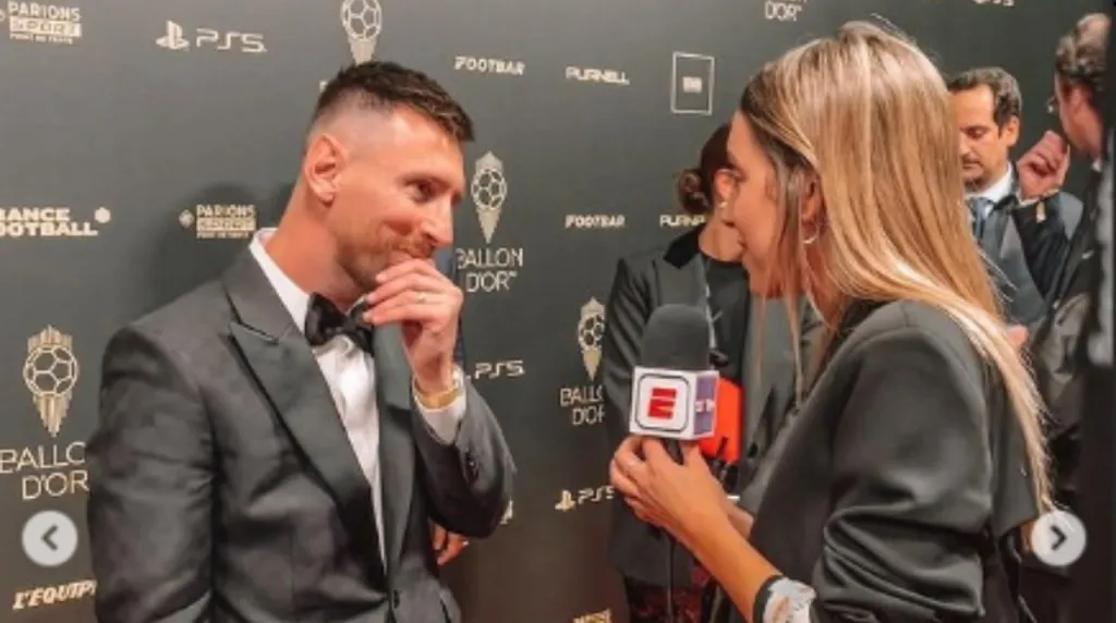 Messi y Sofi Martínez en la gala del Balón de Oro 2023. (Foto: Instagram / @sofimmartínez)