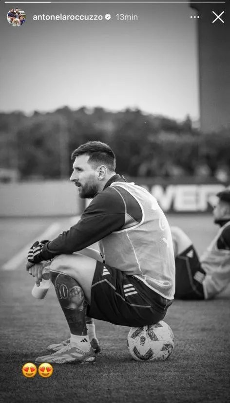 Reacción de Antonela a foto de Messi. (Foto: Instagram / @antonelaroccuzzo)