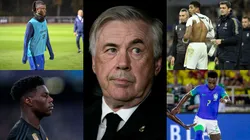 Carlo Ancelotti y algunos de sus lesionados en Real Madrid.