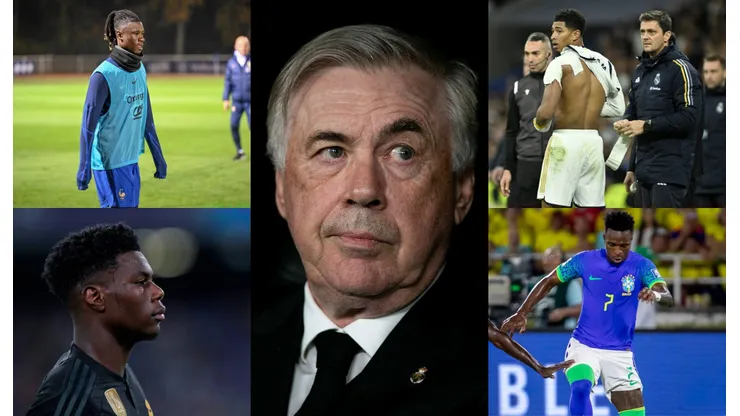 Carlo Ancelotti y algunos de sus lesionados en Real Madrid.