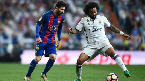 Marcelo y Lionel Messi en un Real Madrid vs. Barcelona.