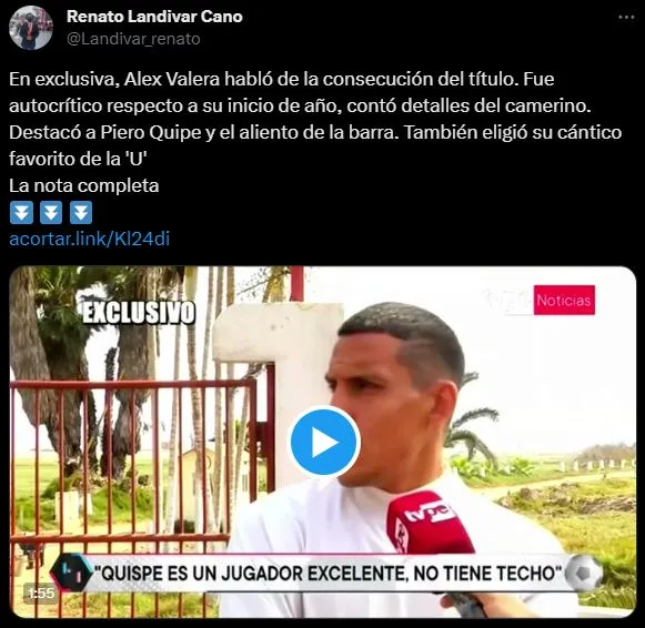 Alex Valera habló sobre su presente en Universitario de Deportes. (Foto: Twitter).