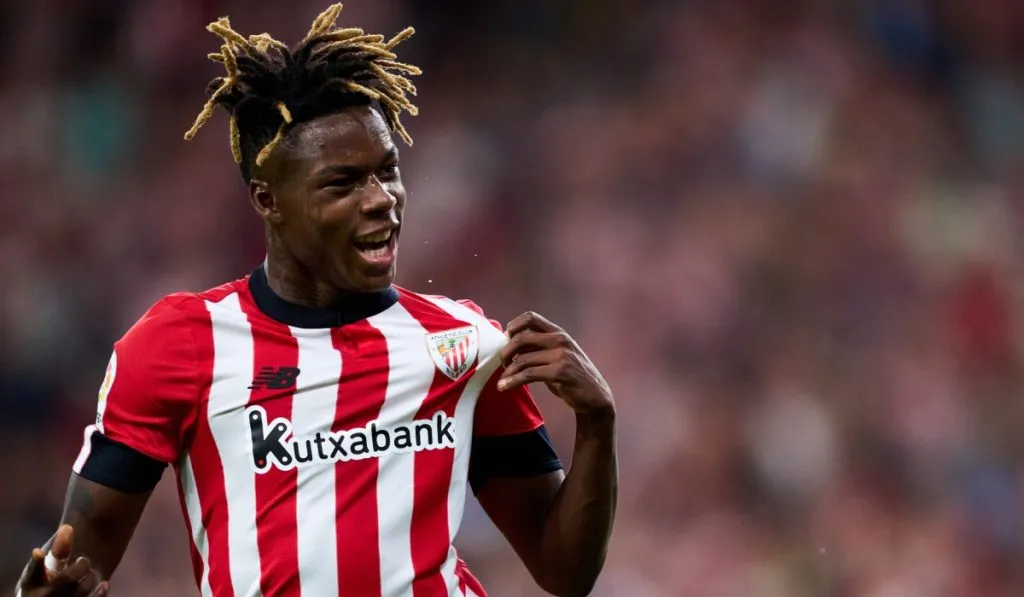 Nico Williams celebra uno de sus goles con Athletic Club de Bilbao: Getty Images