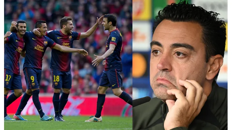 Xavi y jugadores del Barcelona.