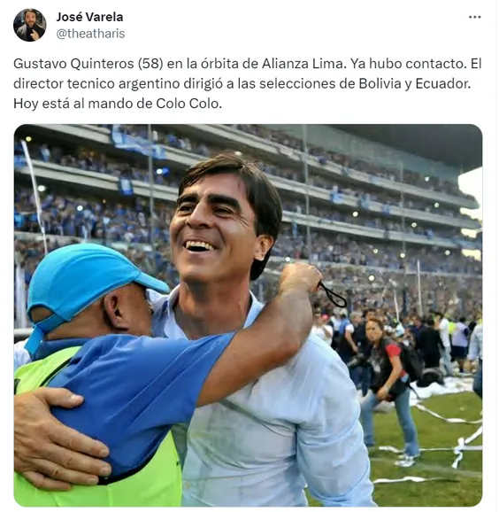 Gustavo Quinteros en la órbita de Alianza Lima. (Foto: X de José Varela)