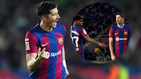 Robert Lewandowski y Lamine Yamal en Barcelona.